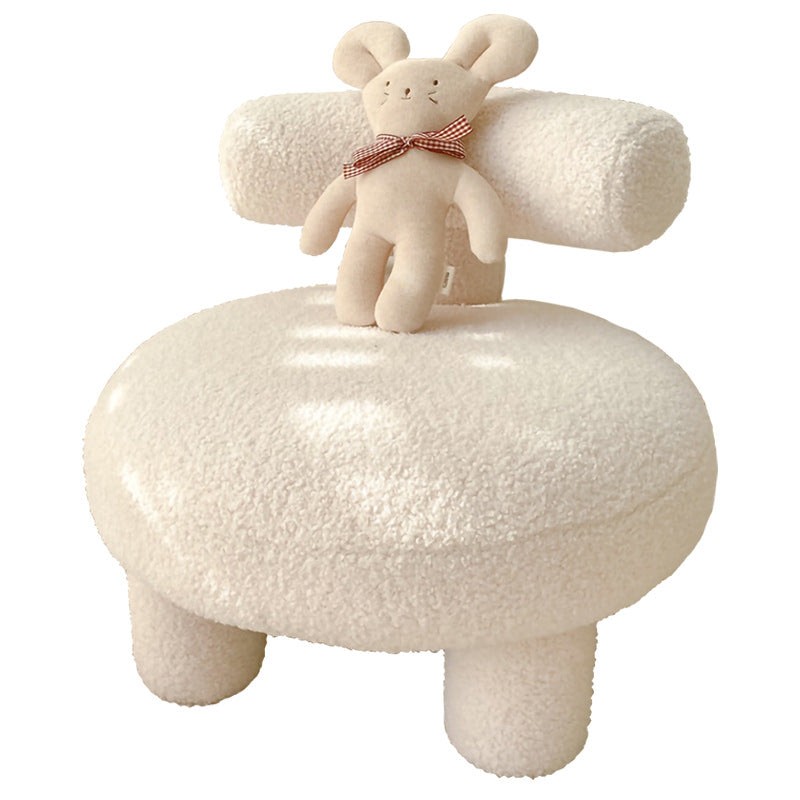 Palerm Sherpa Beige Stool Living Chair 27.56"D