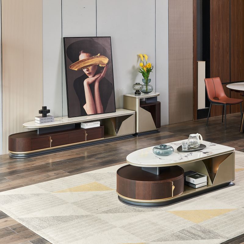 Saronno White and Walnut Slate TV Stand 78.74"D 
