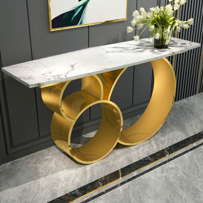 Sant'Antimo Black Marble Console Table 55.12"D