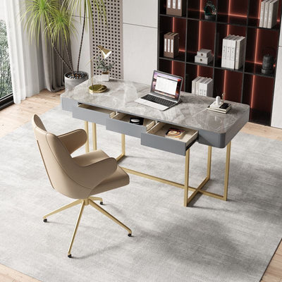 Gela Grey and Black Slate Desk 47.24"D