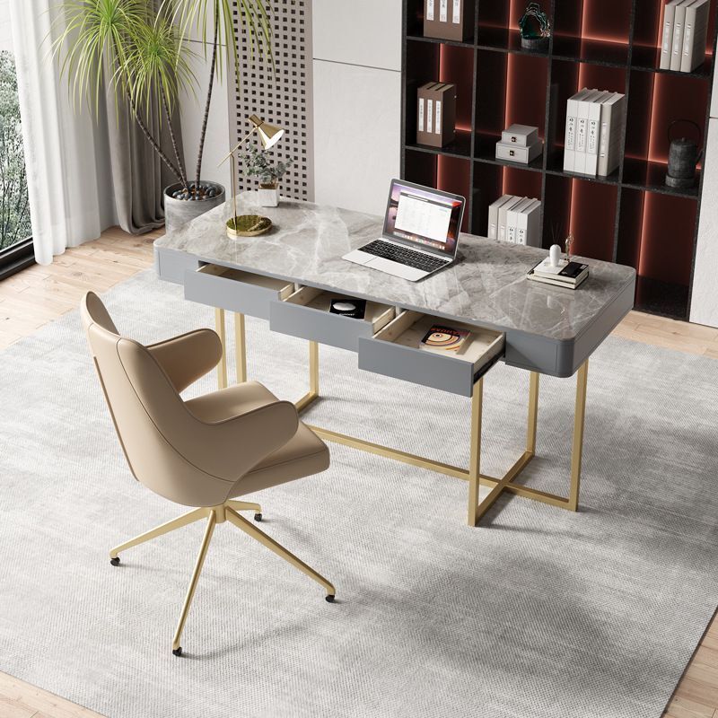 Gela Grey and Black Slate Desk 47.24"D