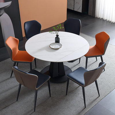 Dueville White+Black Slate Dining Table 53.14"D