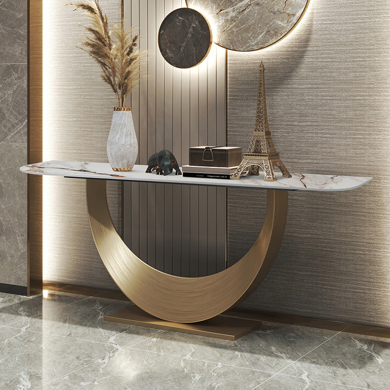 Iglesias White and Gold Slate Console Table 47.24"D