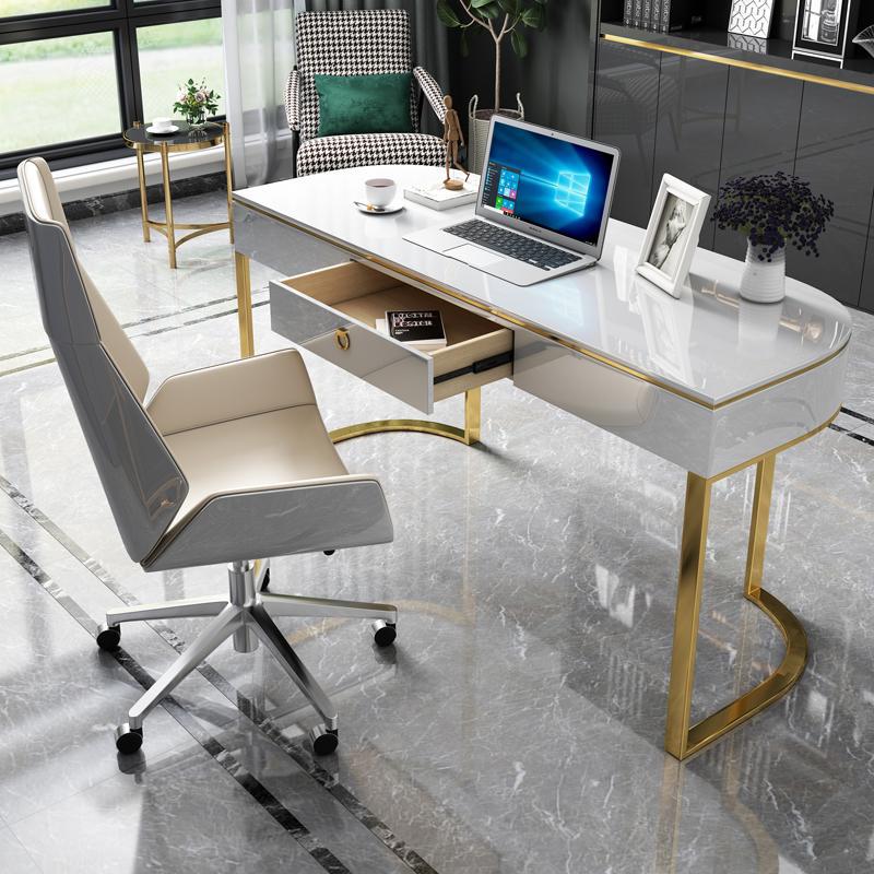 Vicenza White Marble Desk 47.24"D