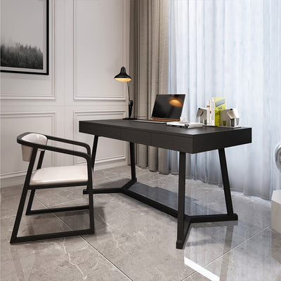 Viareggio Black Solid Wood Desk 47.24"D