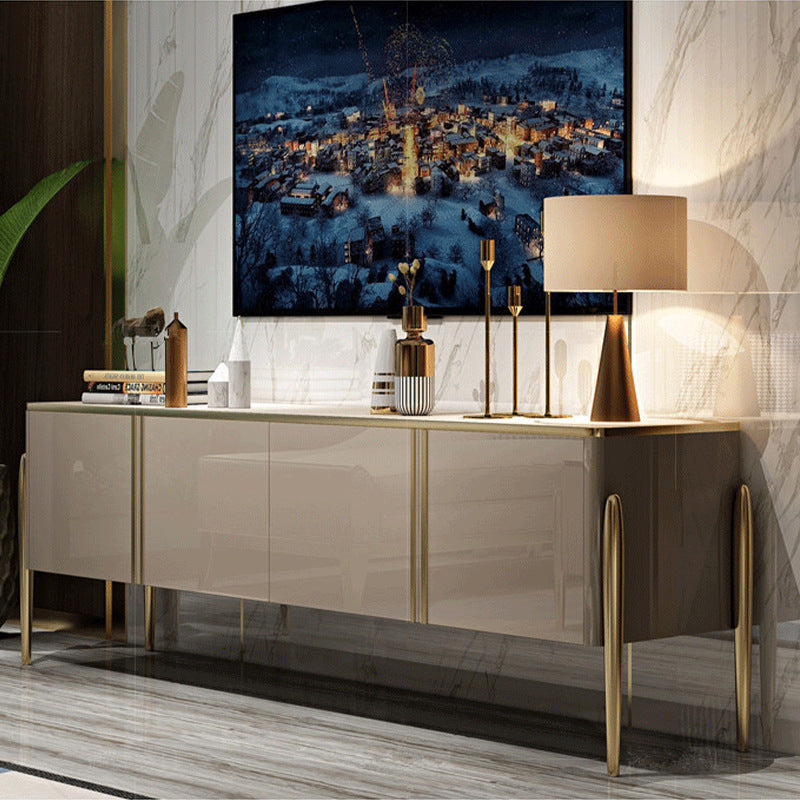 Saronno Champagne Tempered Glass TV Stand 82.68"D