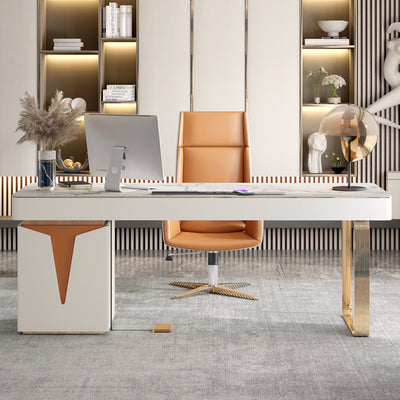 Cefalu White Slate Desk 55.12"D