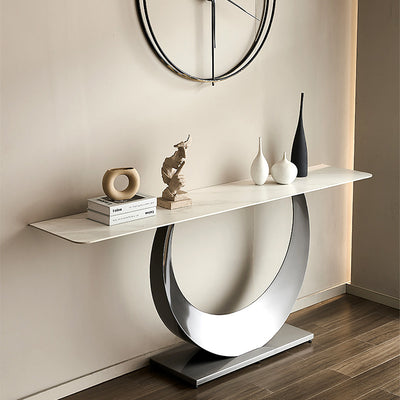 Iglesias White and Gold Slate Console Table 47.24"D
