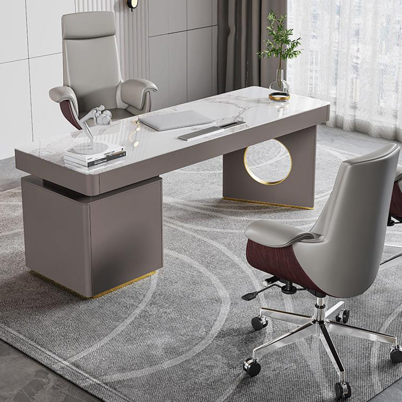 Caltanissett White and Grey Slate Desk 55.12"D