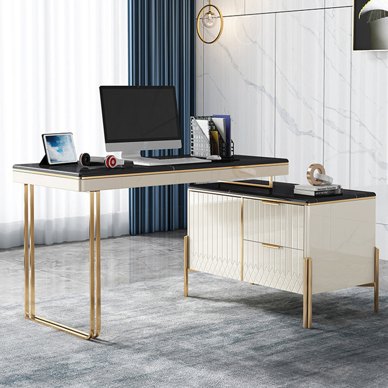Itri Black and White Slate Desk 47.24"D