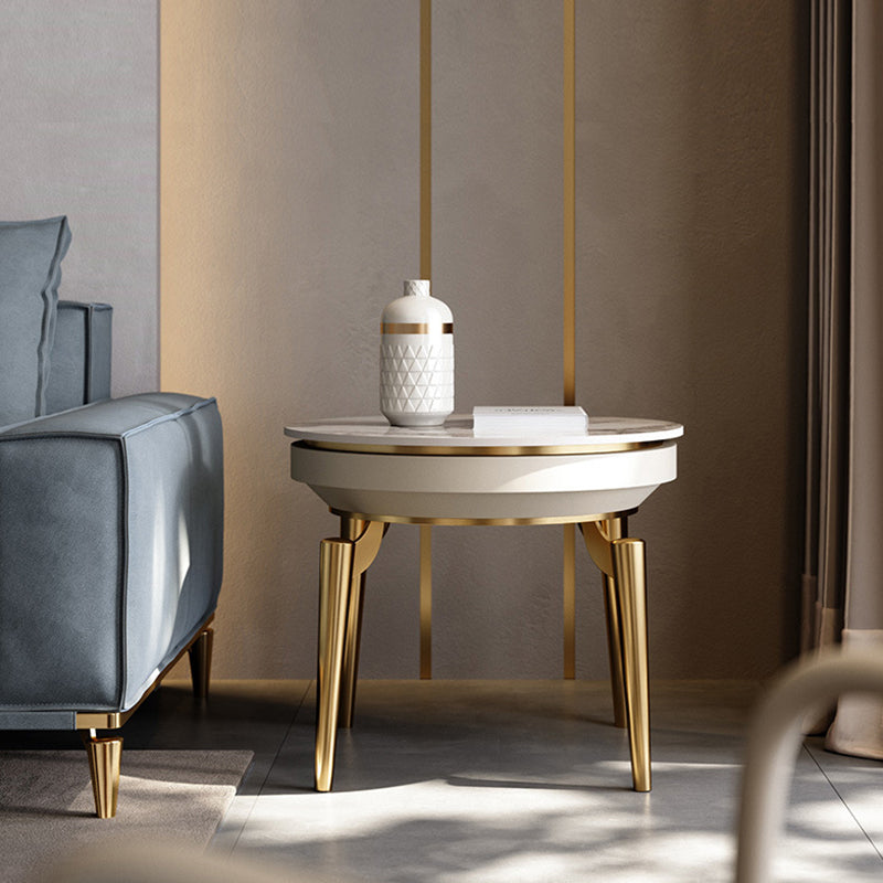 Liguria White Slate Side Table 23.62"D