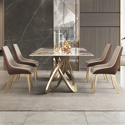 Liguria Gold Slate Rectangular Dining Table 55.12"D