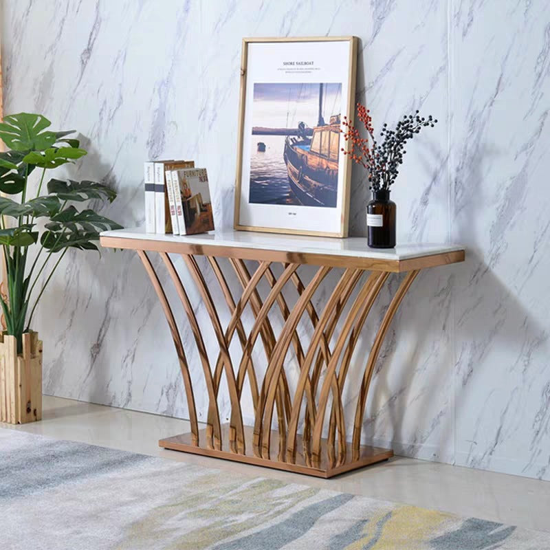 Iglesias White and Gold Slate Console Table 47.24"D