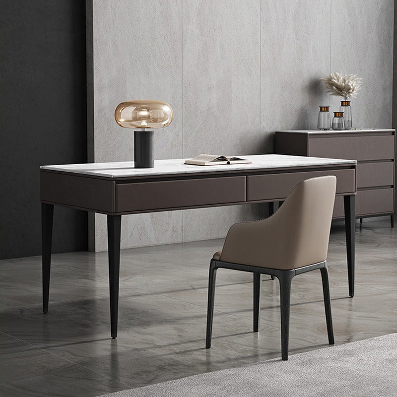 Caltanissett White and Grey Slate Desk 55.12"D