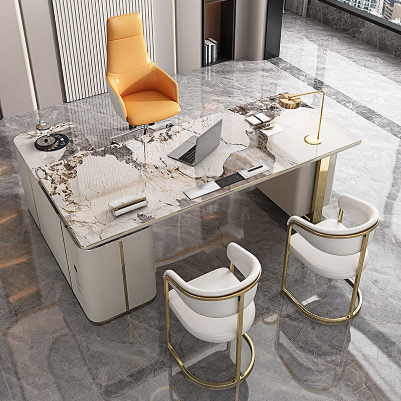 Ivrea White Slate Desk 78.74"D
