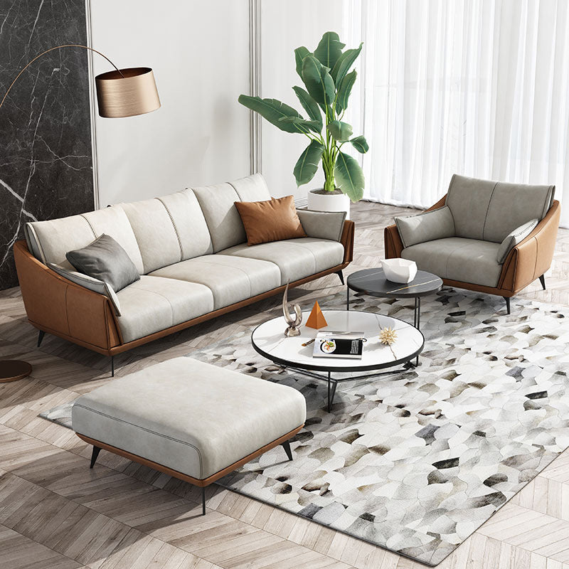 Saronno Beige and Orange Technology Cloth Sectional 94.5"D+ 66.9"D