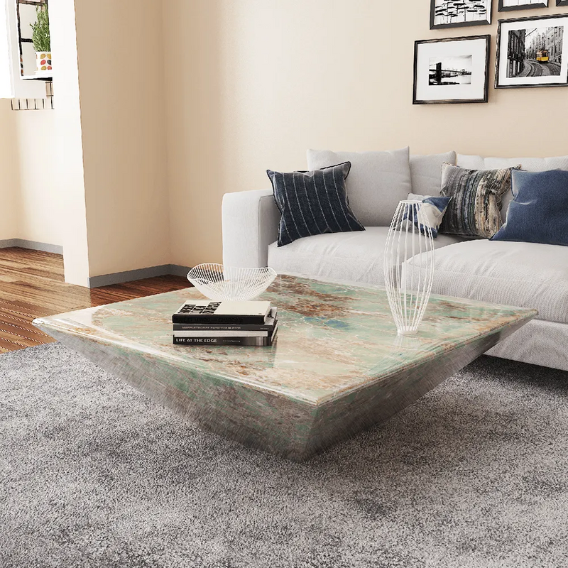 Segrate White Marble Coffee Table 31.50"D