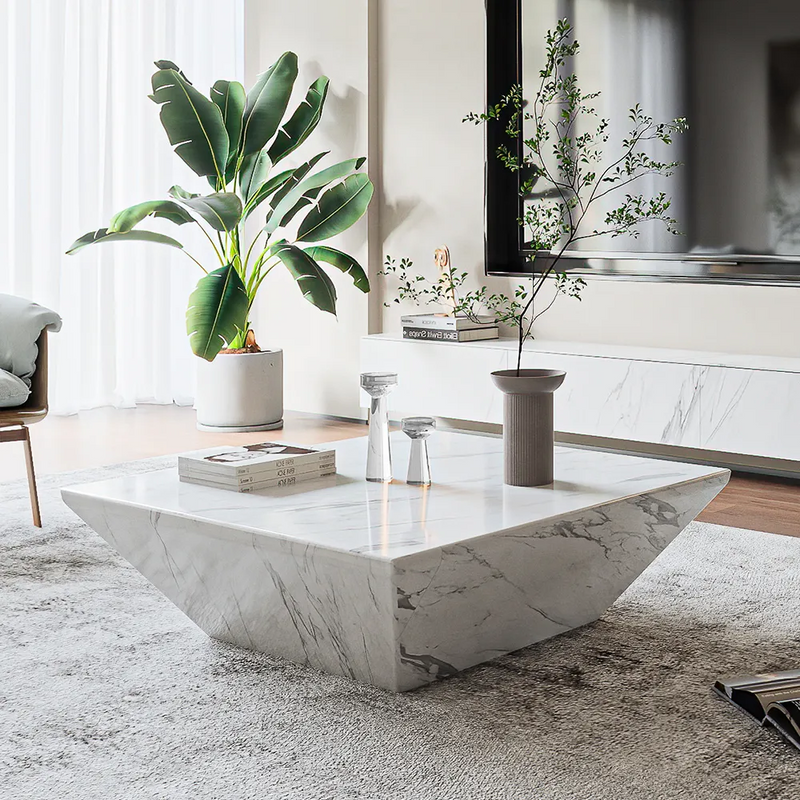 Segrate White Marble Coffee Table 31.50"D