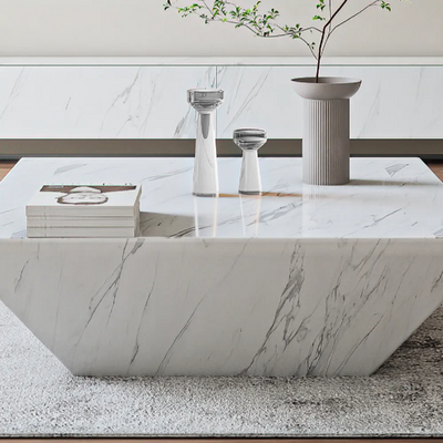 Segrate White Marble Coffee Table 31.50"D