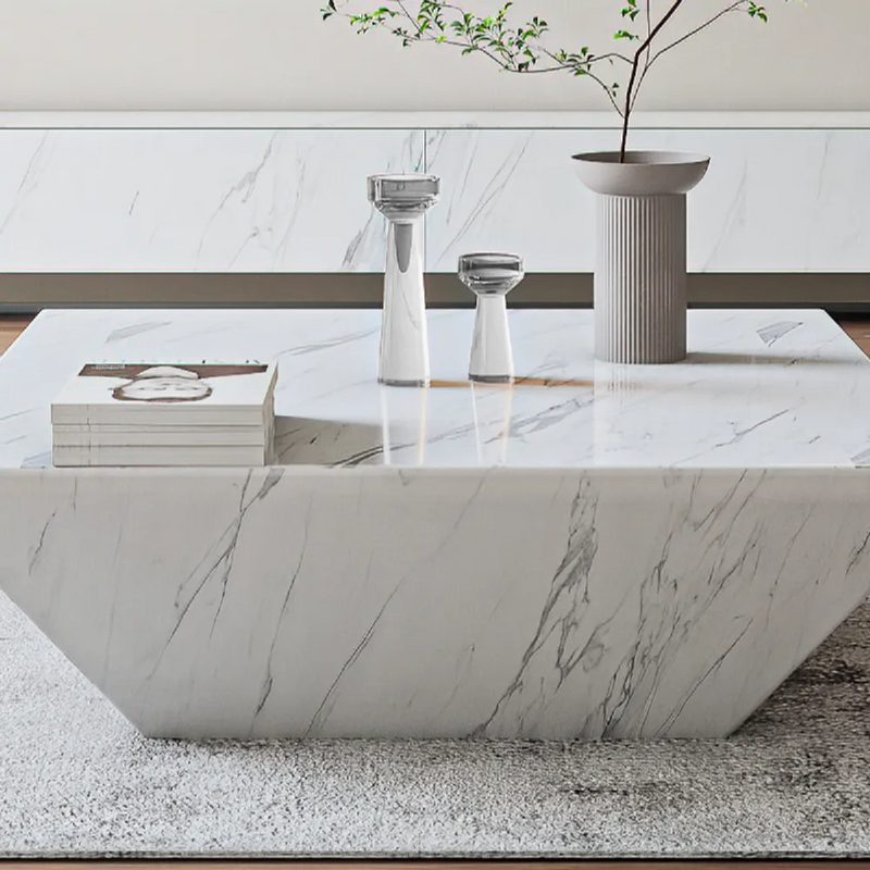 Segrate White Marble Coffee Table 31.50"D