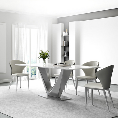Spinea White and Grey Slate Dining Table 62.99"D