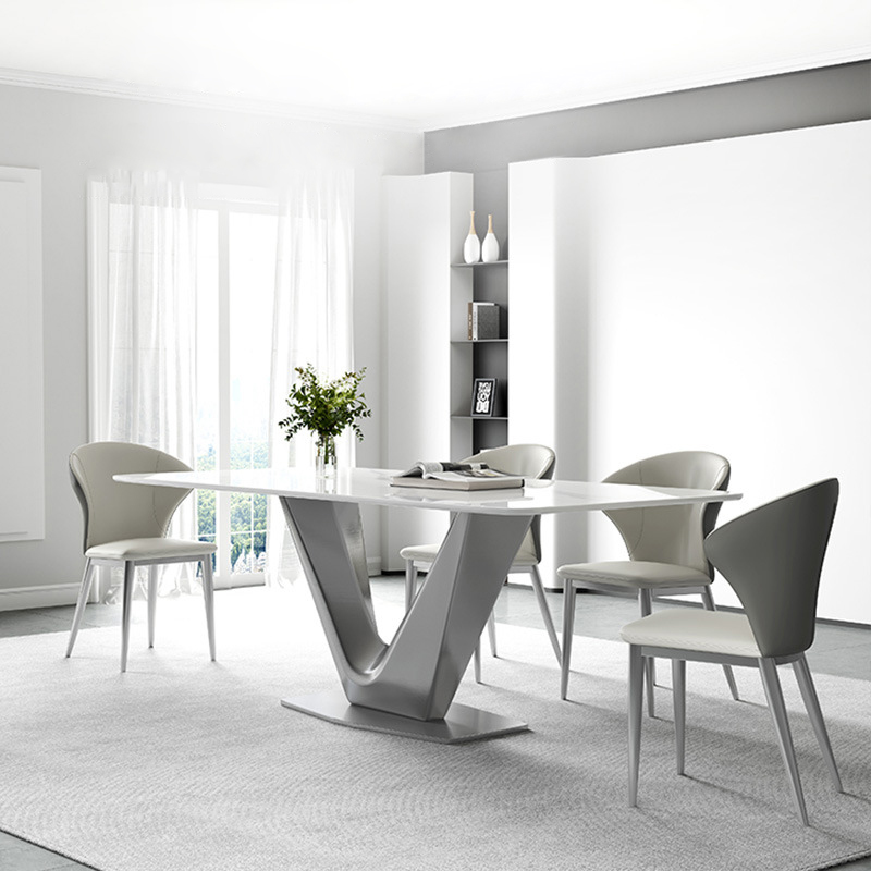 Spinea White and Grey Slate Dining Table 62.99"D