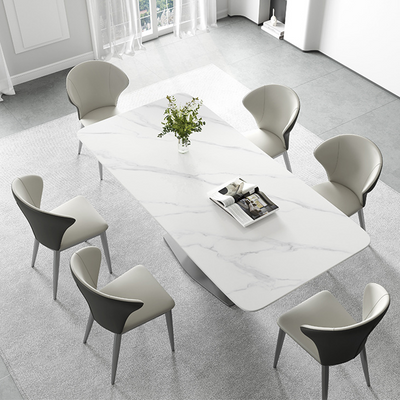 Spinea White and Grey Slate Dining Table 62.99"D