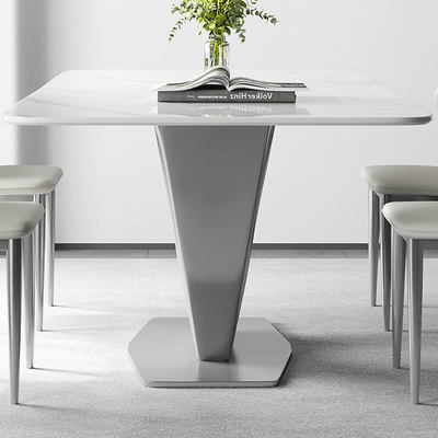 Spinea White and Grey Slate Dining Table 62.99"D