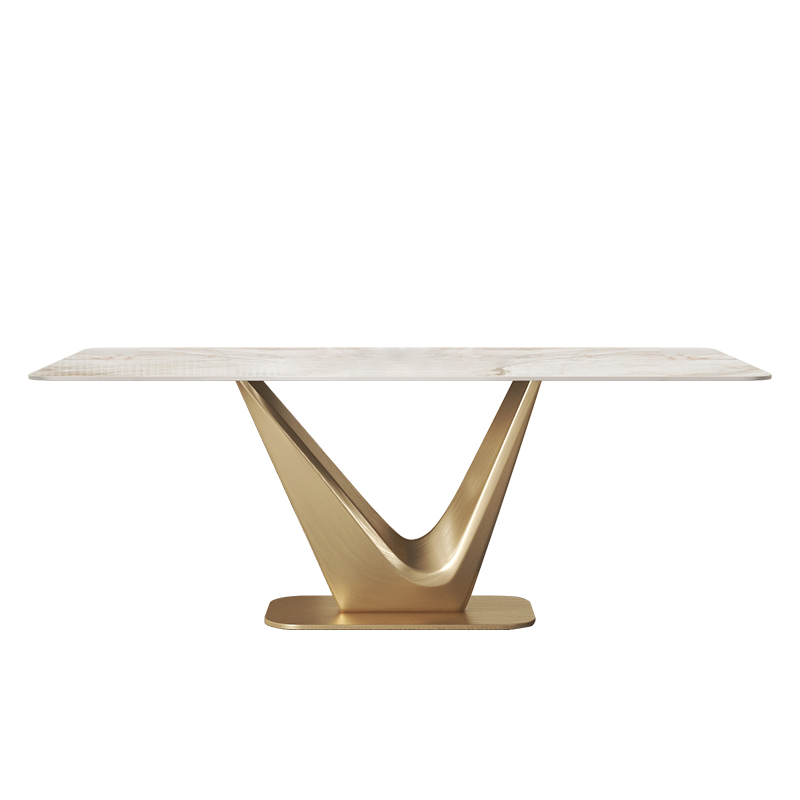Spinea White and Grey Slate Dining Table 62.99"D