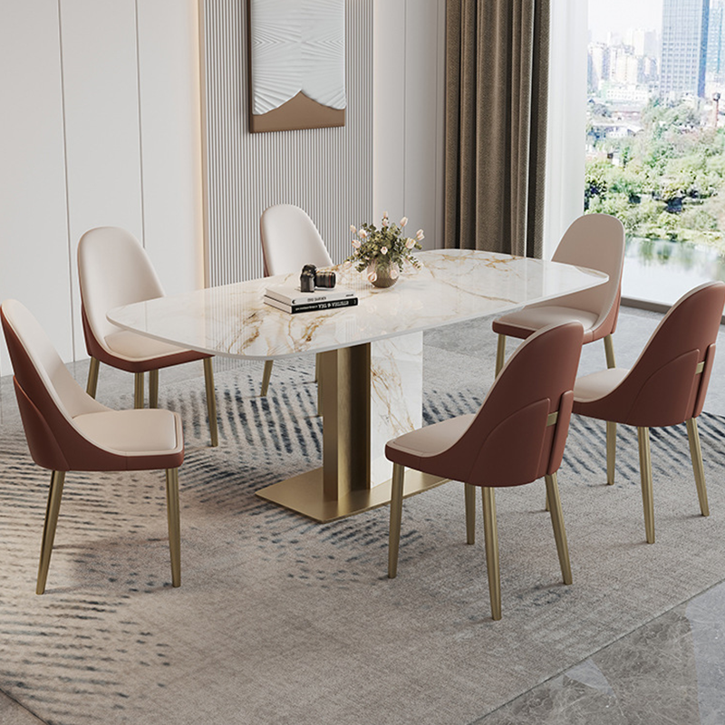 Spinea Silver and White Slate Dining Table 55.12"D