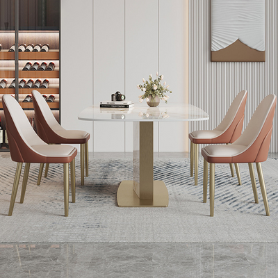 Spinea Silver and White Slate Dining Table 55.12"D