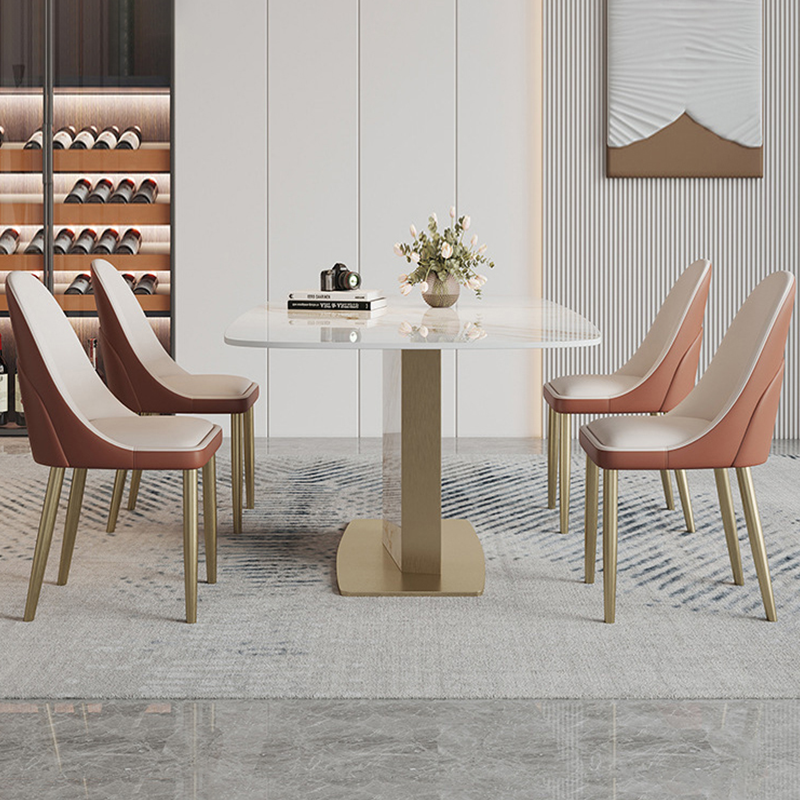 Spinea Silver and White Slate Dining Table 55.12"D