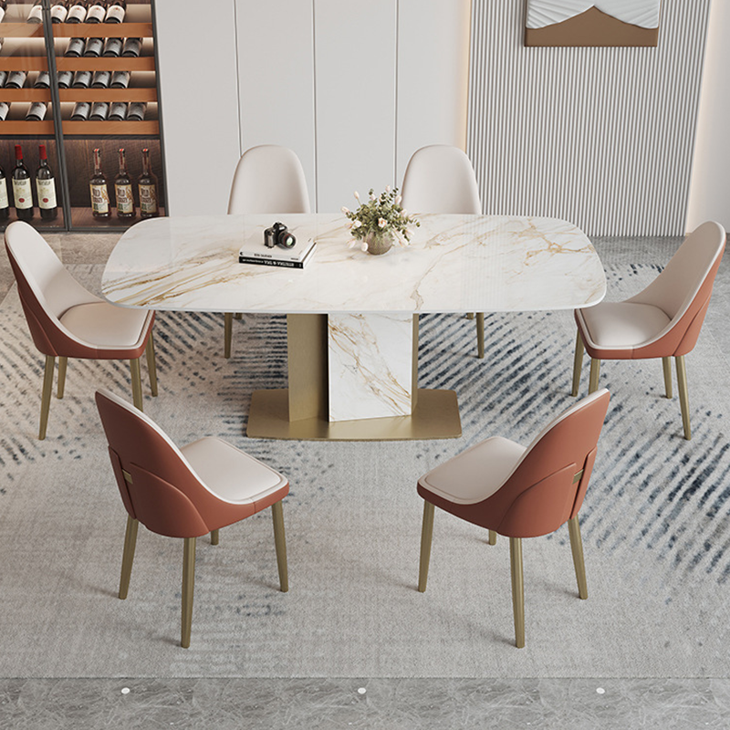 Spinea Silver and White Slate Dining Table 55.12"D