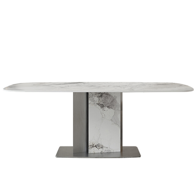 Spinea Silver and White Slate Dining Table 55.12"D