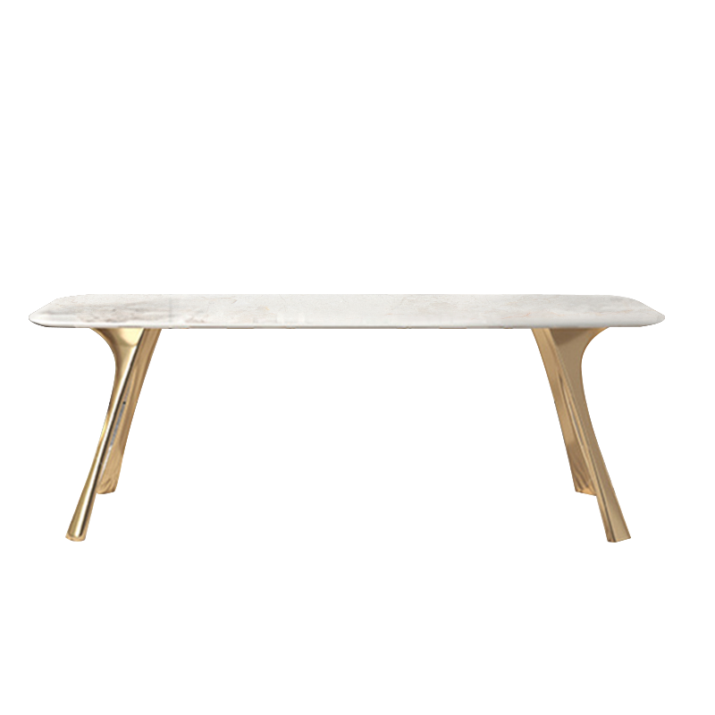 Spinea White and Gold Slate Dining Table 55.12"D