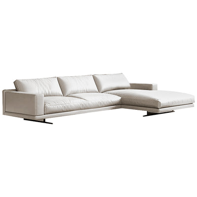 Rovigo Khaki Leather Sofa 118.11"D (Left Lounge)