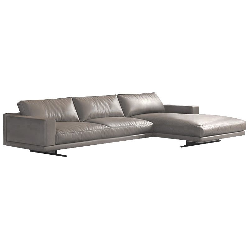 Rovigo Khaki Leather Sofa 118.11"D (Left Lounge)