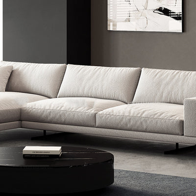 Rovigo Khaki Leather Sofa 118.11"D (Left Lounge)