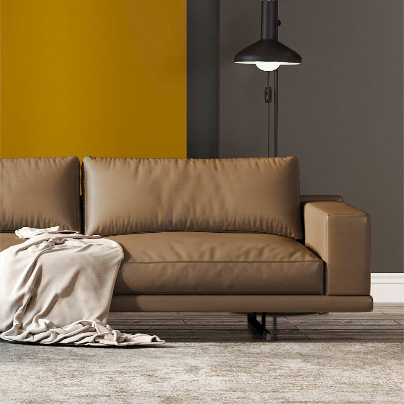 Rovigo Khaki Leather Sofa 118.11"D (Left Lounge)