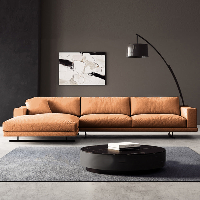 Rovigo Khaki Leather Sofa 118.11"D (Left Lounge)