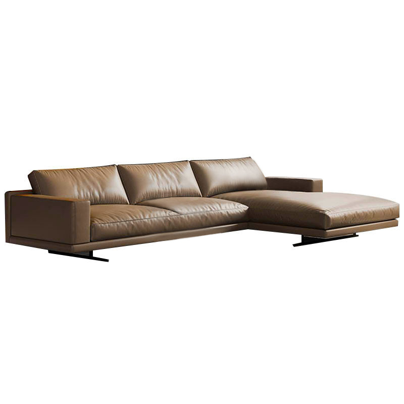 Rovigo Khaki Leather Sofa 118.11"D (Left Lounge)