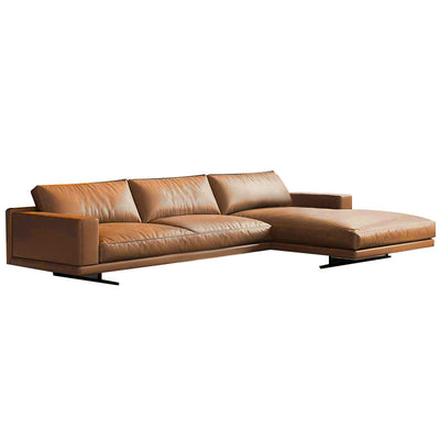 Rovigo Khaki Leather Sofa 118.11"D (Left Lounge)