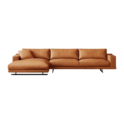 Rovigo Khaki Leather Sofa 118.11"D (Left Lounge)