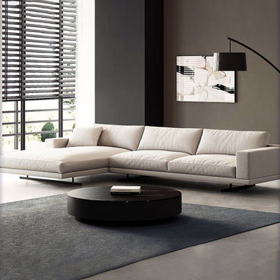 Rovigo Grey Cotton and Linen Sofa 125.98"D