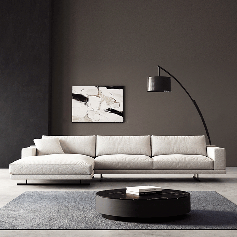 Rovigo Grey Cotton and Linen Sofa 125.98"D
