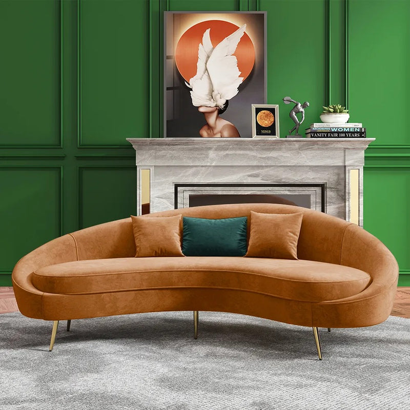 Aosta Orange Velvet Sofa 62.99"D