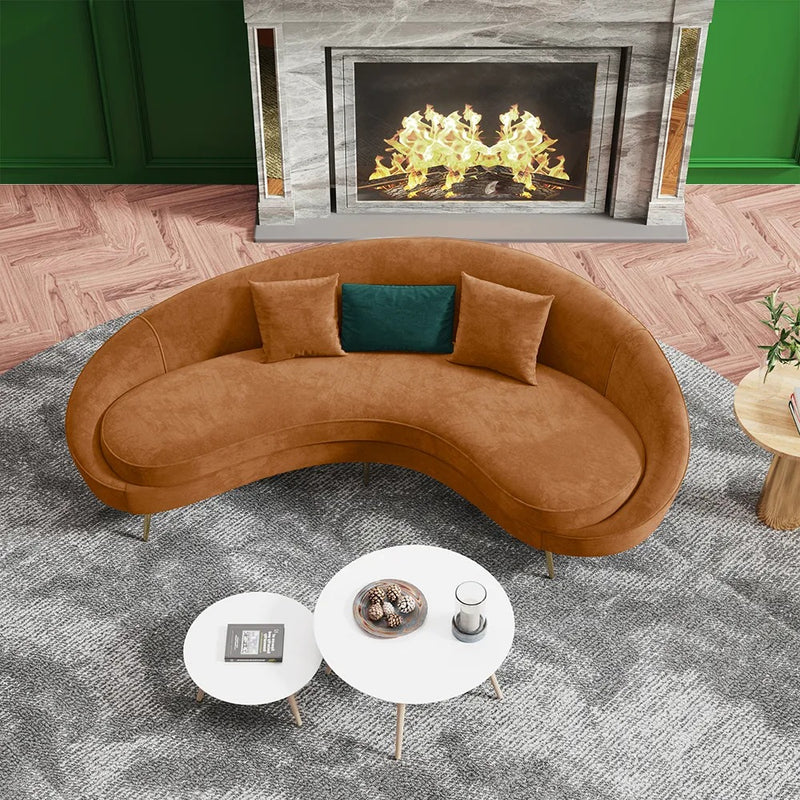 Aosta Orange Velvet Sofa 62.99"D