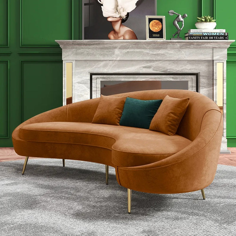 Aosta Orange Velvet Sofa 62.99"D