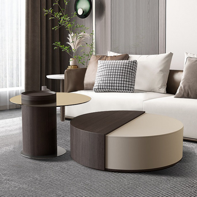 Imperia Walnut and Khaki Coffee Tables 33.46"D+23.62"D
