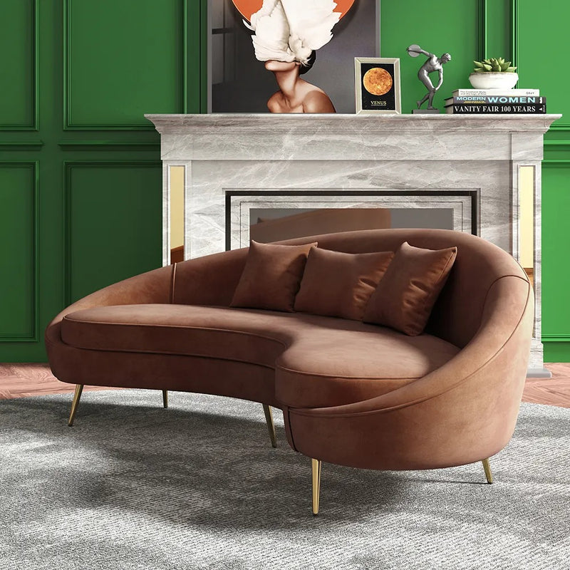 Aosta Orange Velvet Sofa 62.99"D